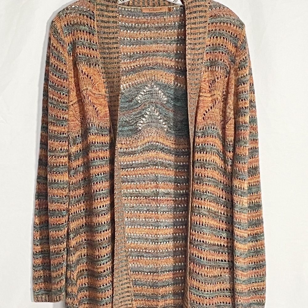 Beldini Multi Color Open Front Knit Cardigan M - image 3
